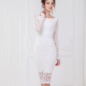 white lace pencil dress