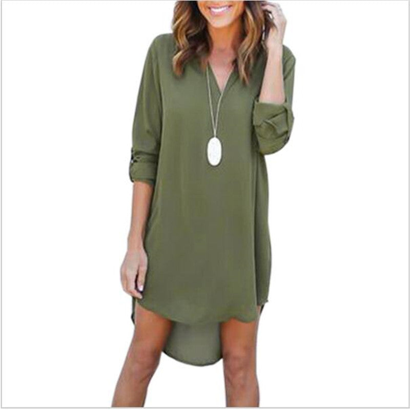 chiffon shirt dress