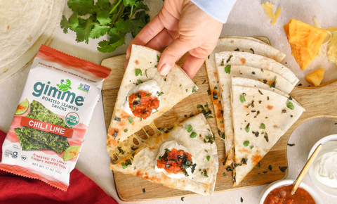 Quesadilla with Gimme's Chili Lime Roasted Seaweed Snacks