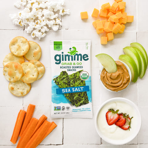 Gimme Grab & Go Roasted Seaweed Snacks with other healthy snacks