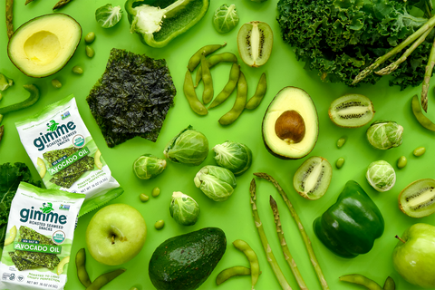 Gimme Avocado Oil Seaweed Snacks with other green veggies