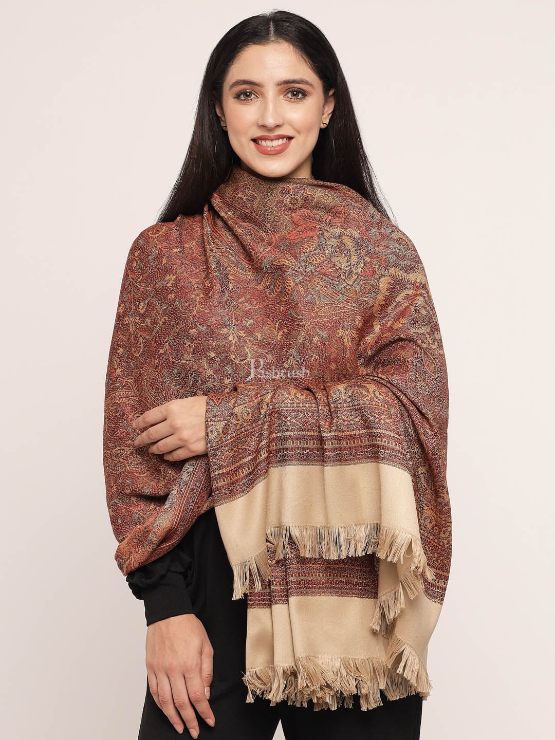 Pashtush womens Faux Pashmina Shawl, jamawar design, Mustard : :  Fashion