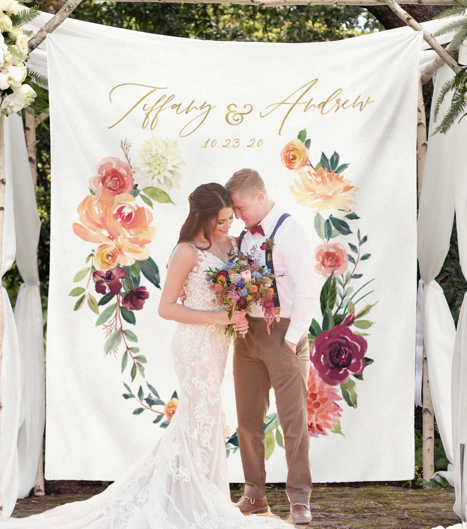 Fall Floral Wedding Photo Booth Backdrop Ideas Blushing