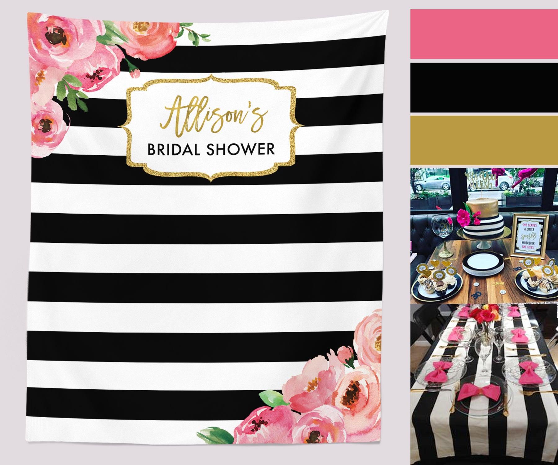 Floral Bridal Shower Backdrop| Spade Theme Bridal Shower Photo Booth –  Blushing Drops