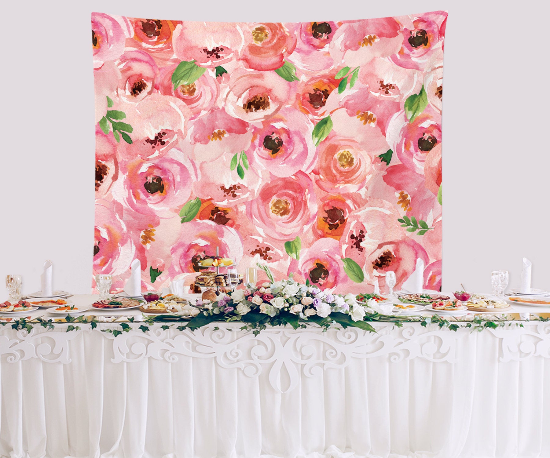 Pink Flowers Photography Backdrop Design – Blushing Drops