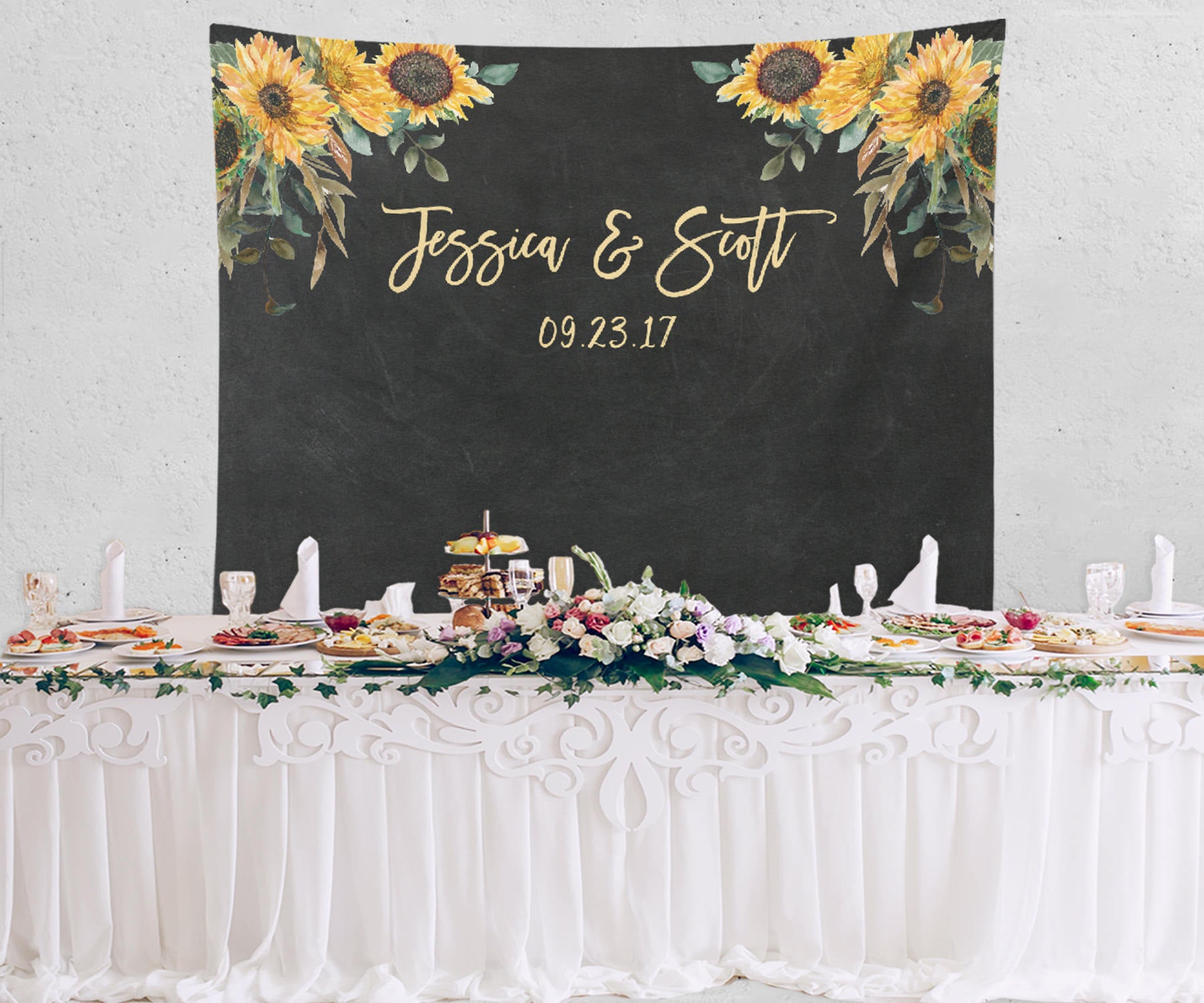 Sunflower Wedding Photo Booth Backdrop Design Blushing Drops