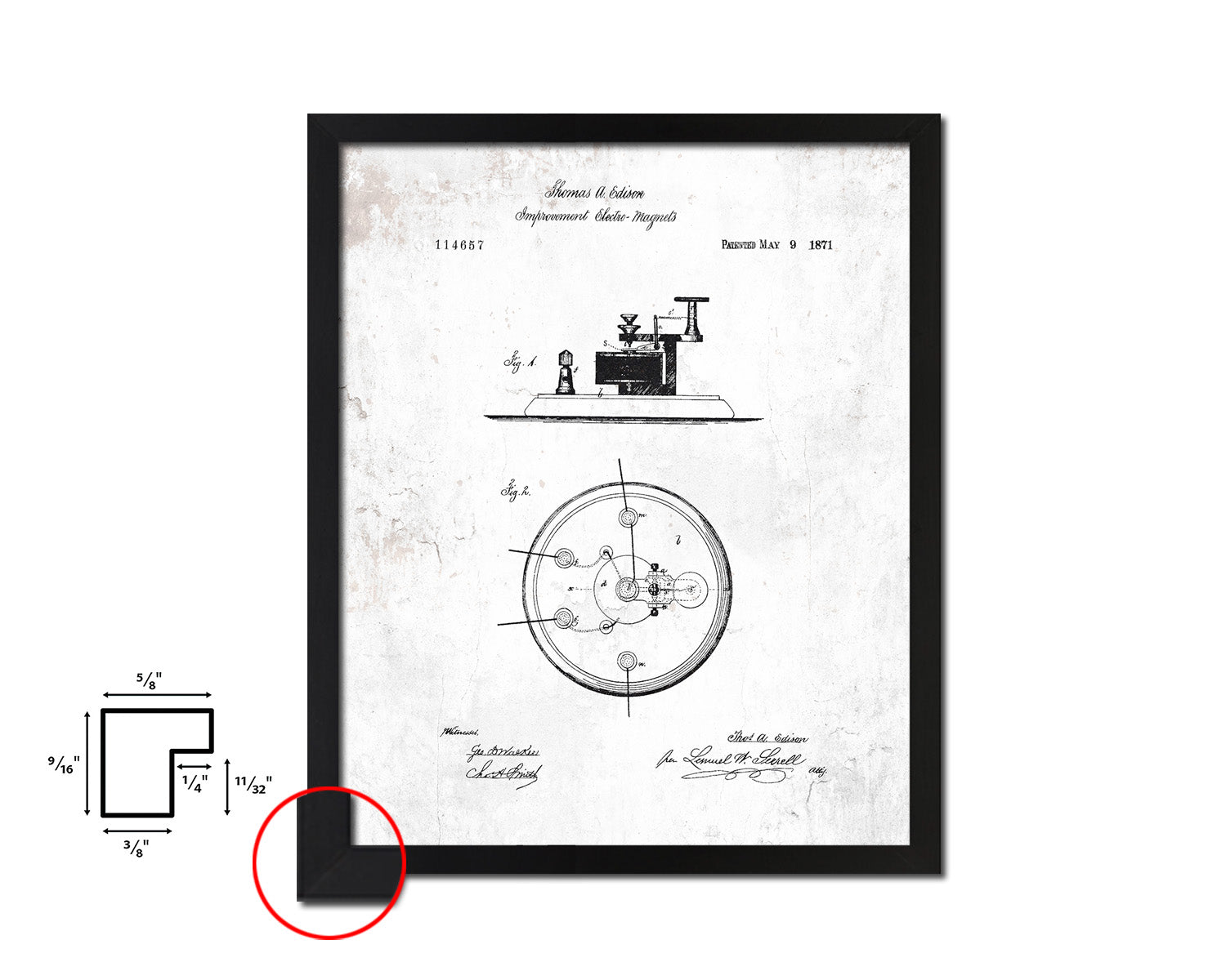 Electro Magnets Edison Vintage Patent Artwork Black Frame Print Wall Art  Decor Gifts