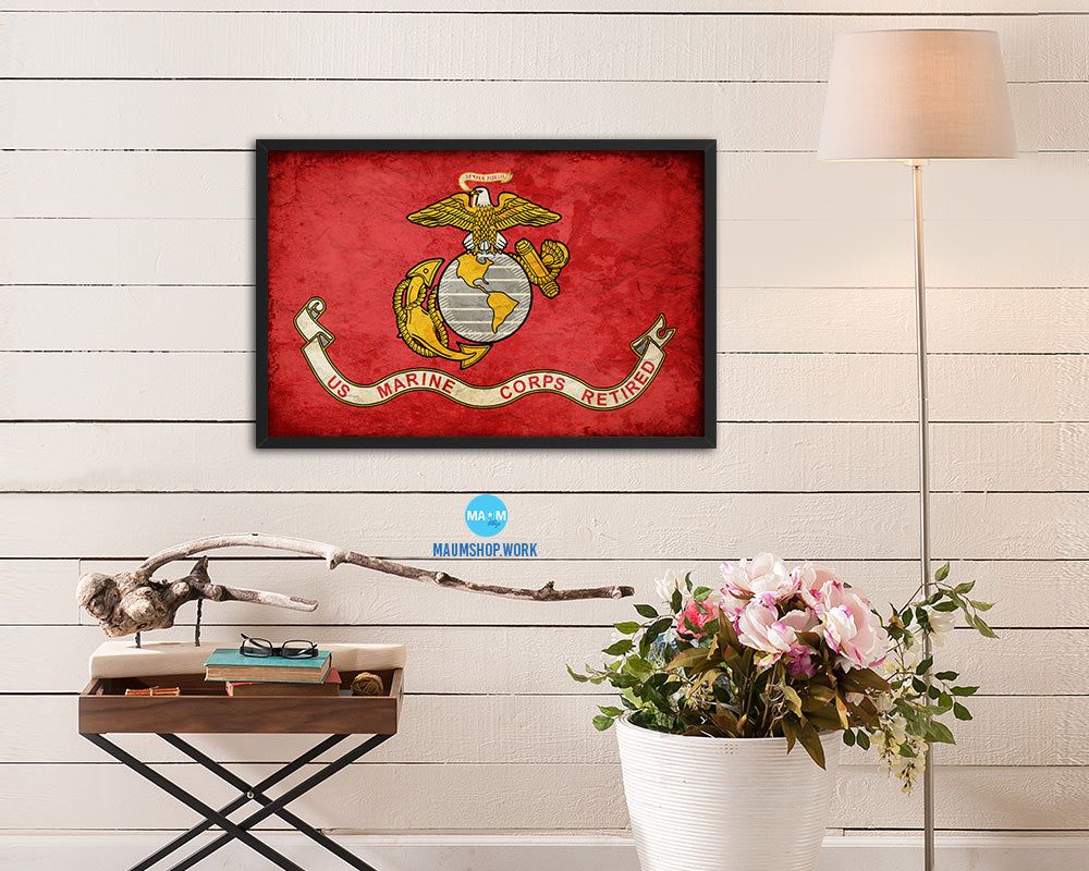 US Marine Corps Retired Vintage Military Flag Wall Decor Art Prints ...