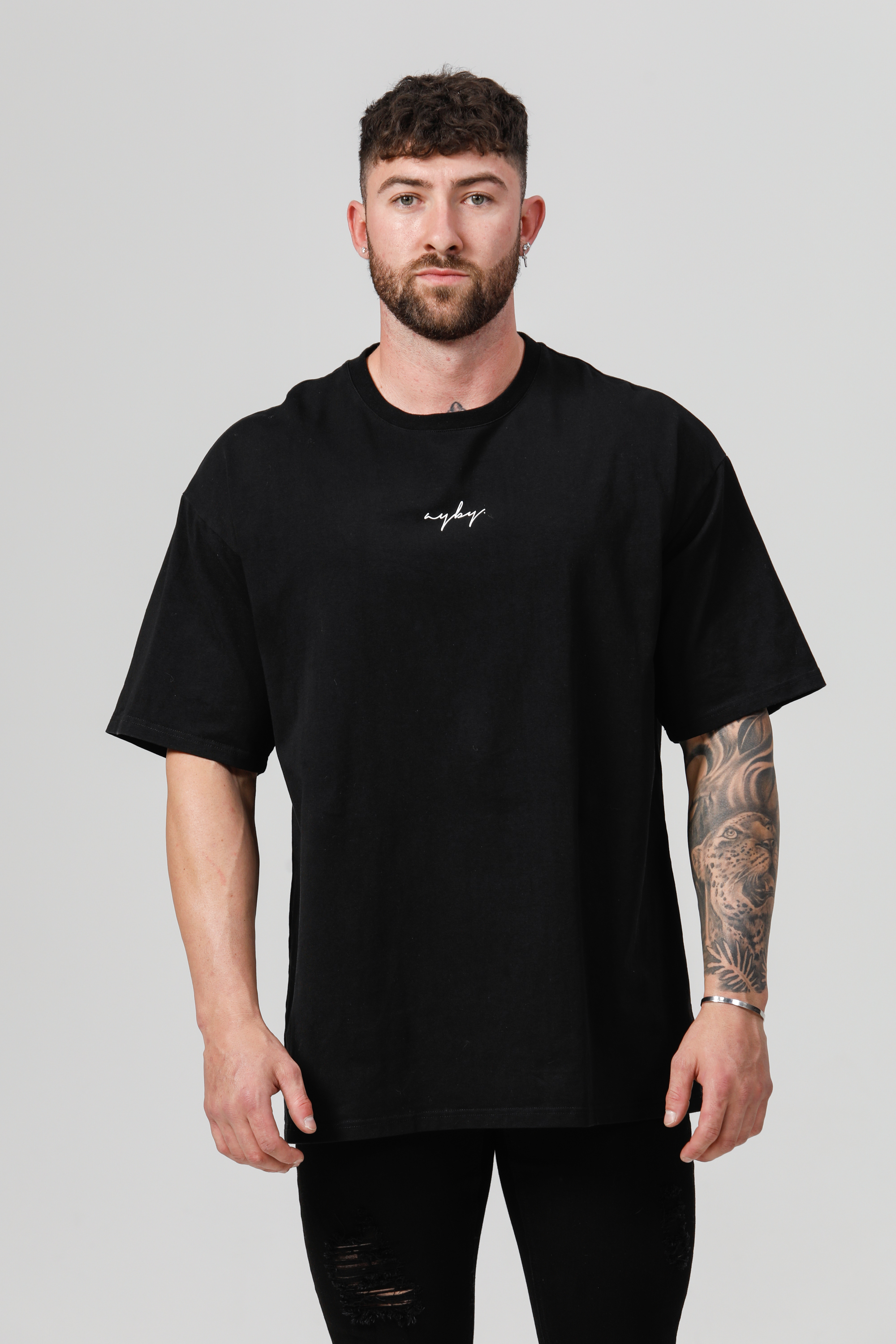 Heavyweight Signature Oversized Tee - Black