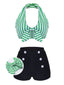 [Pre-sale] [Plus Size] Green 1950s Retro Halter Stripes Bikini Set