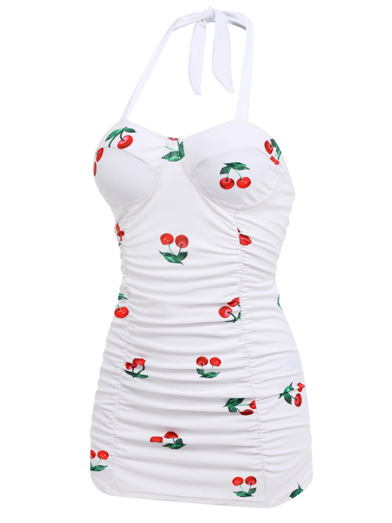 [US Warehouse] 1950s Retro Cherry Summer One-piece Swimsuit