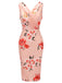 [Pre-sale] Pink 1950s V-neck Wrap Floral Pencil Dress