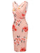 [Pre-sale] Pink 1950s V-neck Wrap Floral Pencil Dress