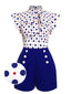 [Pre-Sale] Blue 1950s Polka Dot Buttoned Romper
