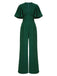 Green 1930s Solid V-Neck Jumpsuit