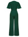 Green 1930s Solid V-Neck Jumpsuit