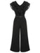 Black 1930s Muslin Patchwork Belted Jumpsuit