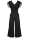 Black 1930s Muslin Patchwork Belted Jumpsuit