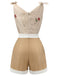 [Pre-Sale] Khaki 1950s Embroidered Rose V-Neck Romper