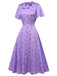 [Pre-Sale] Purple 1930s Solid Butterfly Round Neck Dress