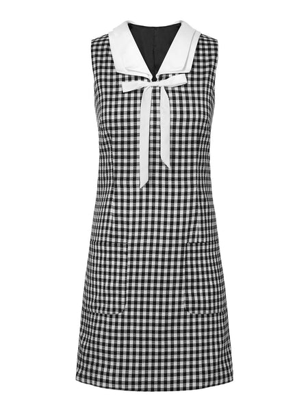 Vintage Checkered Gingham Plaid Print Shift Dress