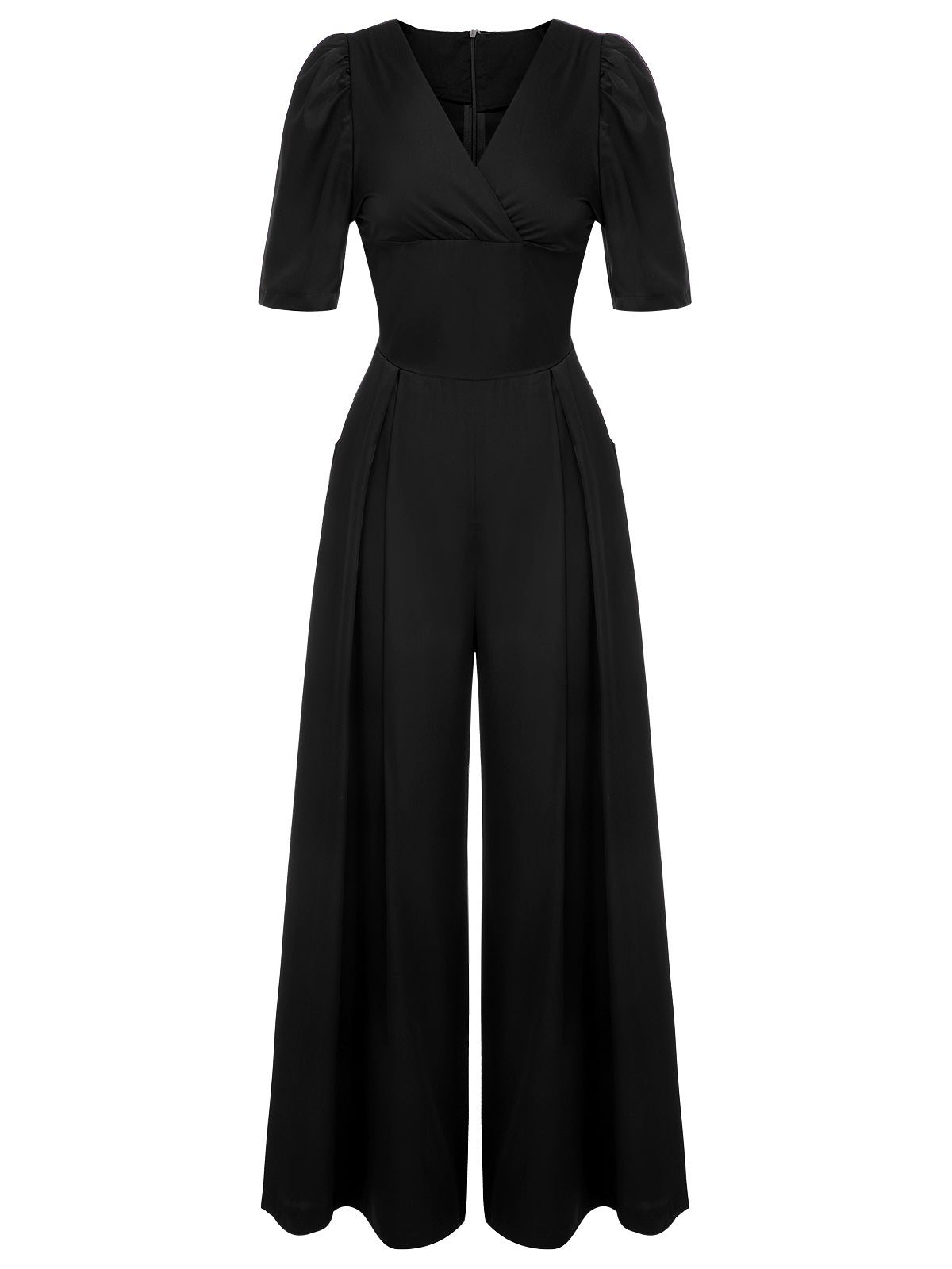 1930s Puff Short Sleeve Wide Leg Jumpsuit