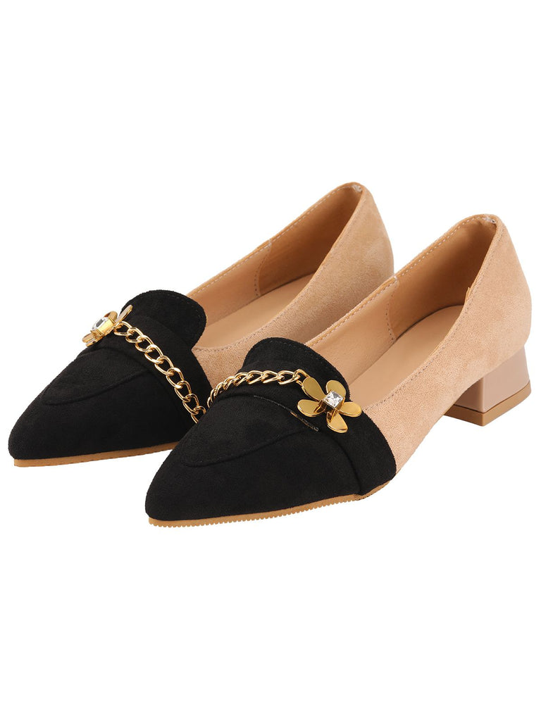 Pointed Toe Color block Vintage Shoes