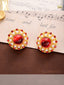 Vintage Ruby Round Diamond Surround Earrings