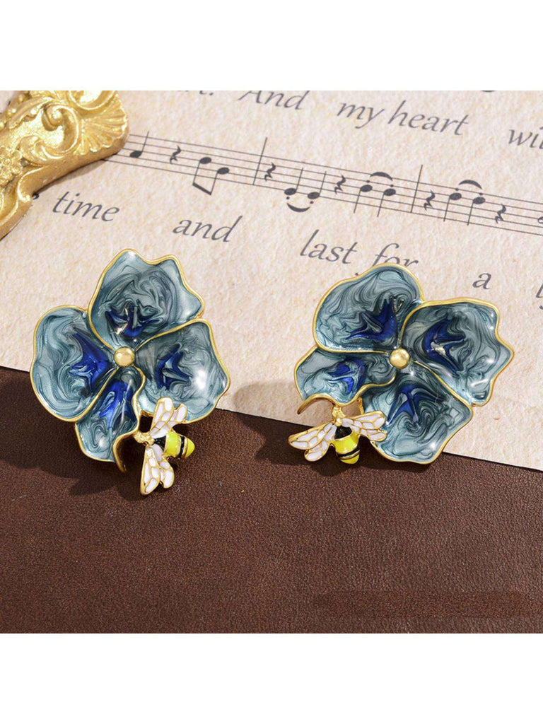 Painted Bee Flower Earring