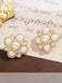 Pearl Flower Diamond Stud Earrings