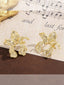 Yellow Retro Texture Petal Stitching Earrings