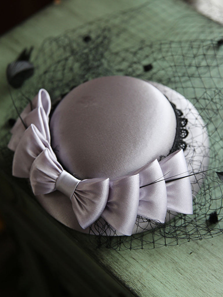 Retro Pearl Mesh Bow Vintage Hat