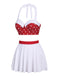 [Pre-Sale] White & Red 1950s Polka Dots Patchwork Swimsuit