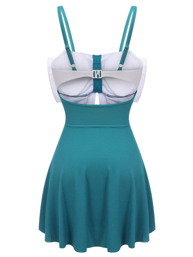 [Pre-Sale] Blue 1930s Bow Halter One-piece Swimsuit