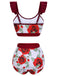 [Pre-Sale] Red 1940s Floral Ruffles Swimsuit