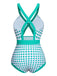 [Pre-Sale] Green 1940s Polka Dot Bowknot One-Piece Swimsuit