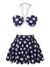 [Pre-Sale] Navy Blue 1940s Polka Dot Halter Swimsuit