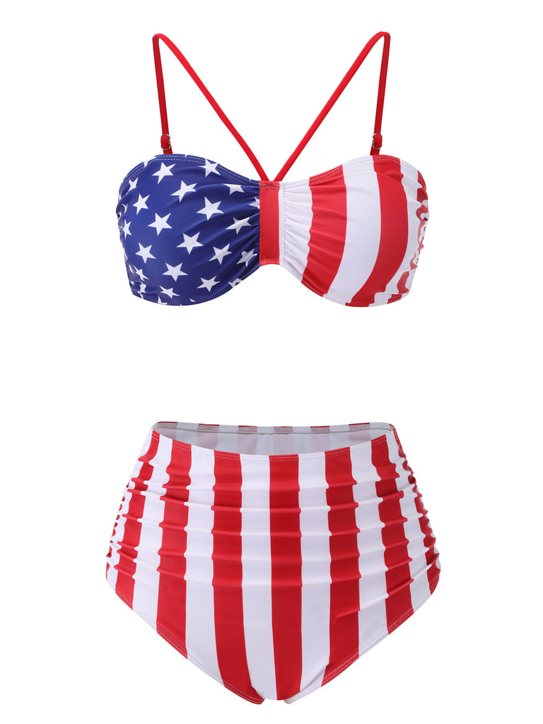 [Pre-Sale] 1940s Flag Independence Day Patchwork Swimsuit