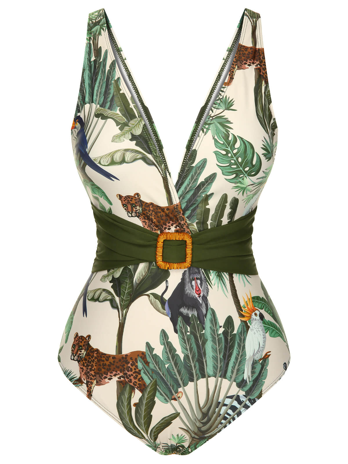 RETRO STAGE Multicolor 1960s Palm Leaf Swimsuit & Cover Up