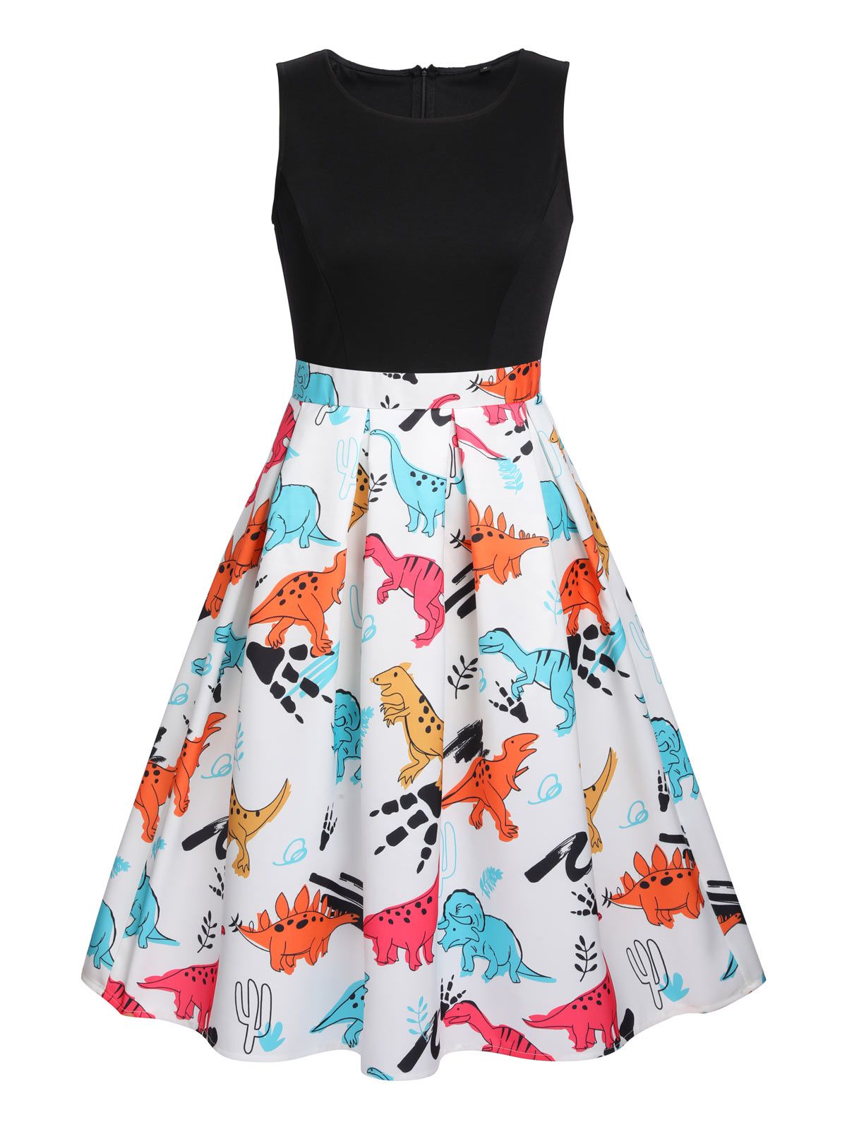 1950s Dinosaur Flare Dress