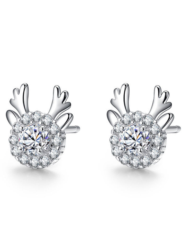 Retro Antlers Zircon Alloy Ear Studs