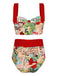 3PCS 1960s Red Retro Lady Bikini Set