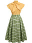 2PCS 1950s Bow Plaid Blouse & Skirt