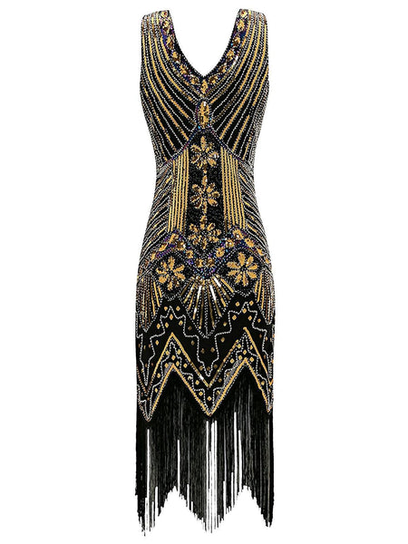 [US Warehouse] Gold 1920s Sequined Flapper Dress – Retro Stage - Chic ...