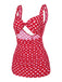 Red 1940s Polka Dot Strap One-Piece Swimsuit