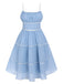 Sky Blue 1950s Strap Polka Dot Swing Dress