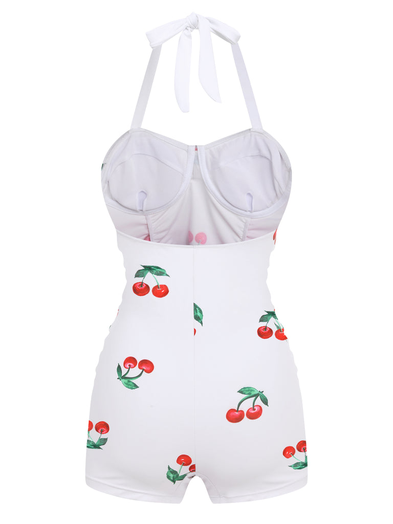 Retro 1950s Cherry Summer One-piece Swimsuit