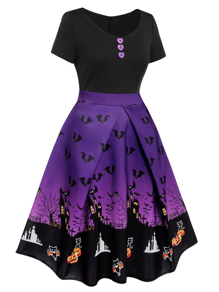 Purple 1950s Halloween Button Dress – Retro Stage - Chic Vintage ...