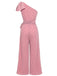 Pink 1930s Polka Dot One-shoulder Jumpsuit