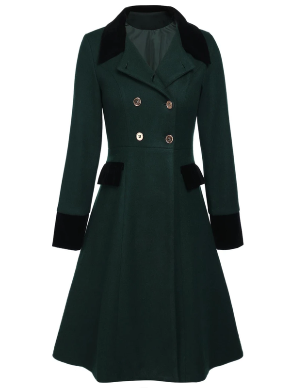 Dark Green 1940s Solid Button Coat – Retro Stage - Chic Vintage Dresses ...